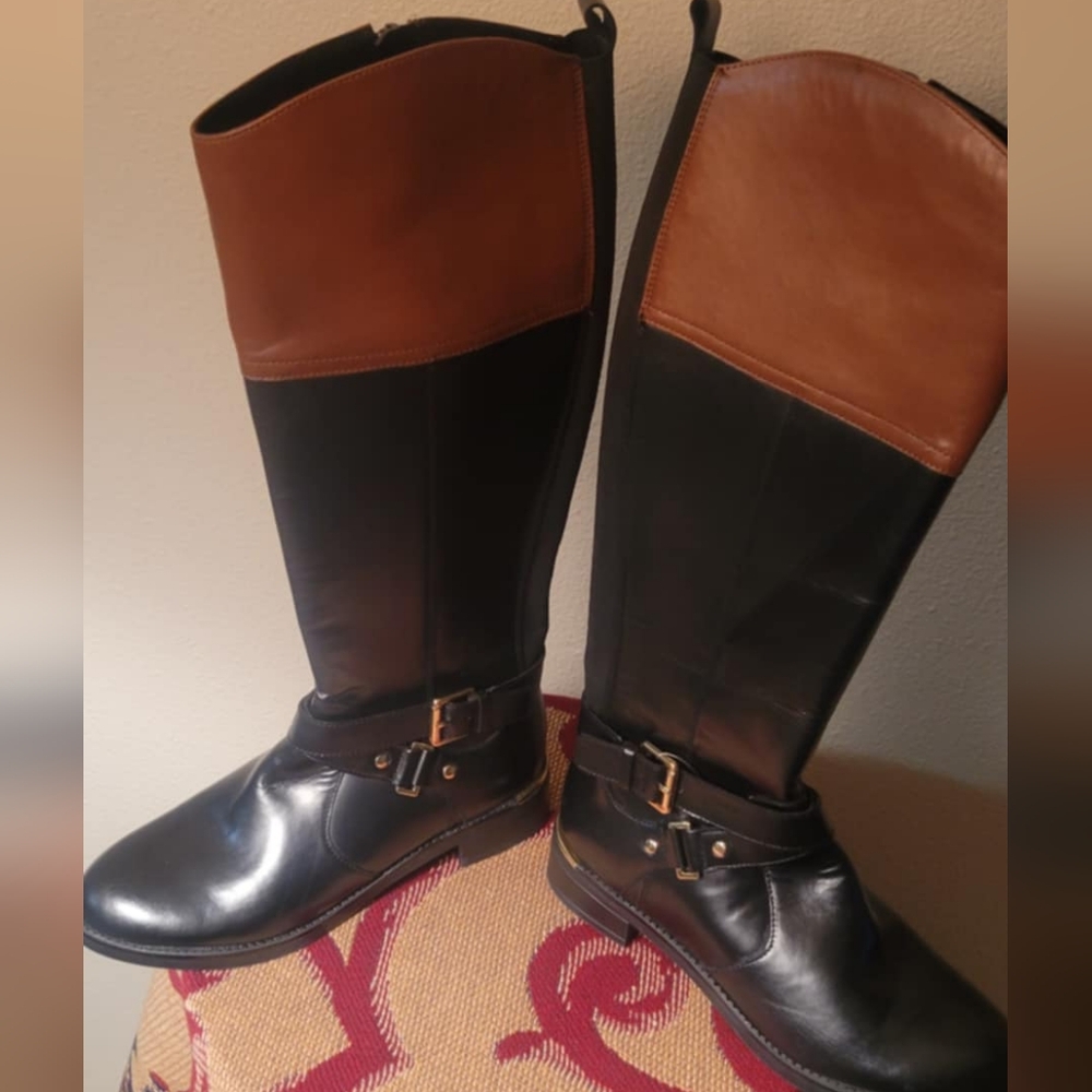 Womens Black and Brown Riding Boots